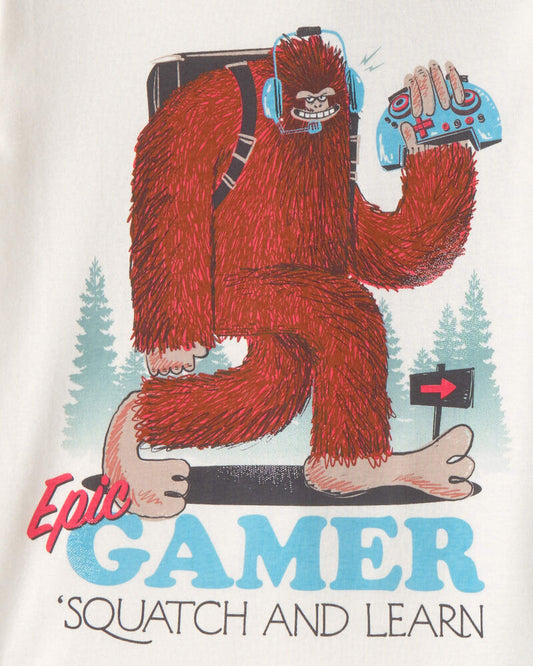 Carter's Boys Bigfoot Gamer 100% Cotton Snug Fit 4-Piece Pyjama Set - Blue/Ivory