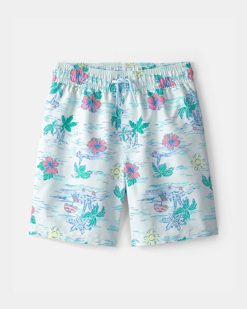 Carter's Boys Floral Swim Trunks - Blue
