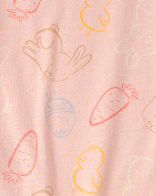 Carter's Girls Easter Bunny 100% Cotton Snug Fit 2-Piece Pyjama Set - Pink