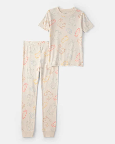 Carter's Kid Easter Bunny 100% Cotton Snug Fit 2-Piece Pajama Set - Cream
