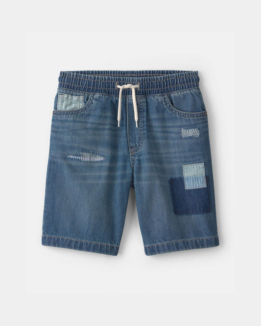 Oshkosh Boys Patchwork Denim Shorts - Dark Wash