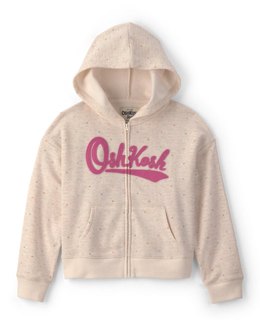 Oshkosh Girls Heart OshKosh Logo Fleece Zip-Up Hoodie with Drawstring Knit Joggers
