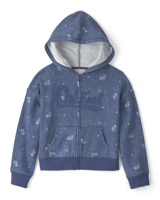 Oshkosh Girls Floral OshKosh Logo Zip-Up Hoodie with Drawstring Knit Joggers