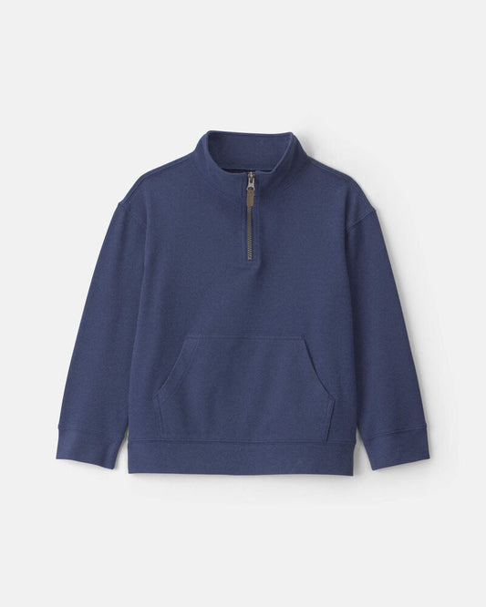 Carter's Boys Quarter-Zip Rib Pullover Sweatshirt - Navy Blue