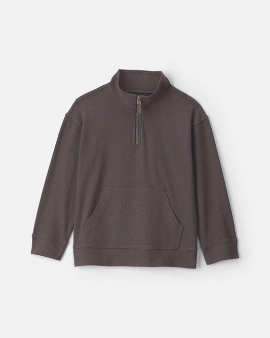 Carter's Boys Quarter-Zip Rib Pullover Sweatshirt - Grey