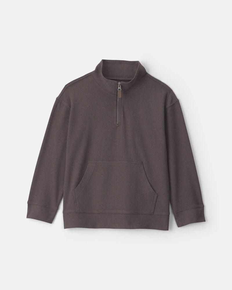 Carter's Boys Quarter-Zip Rib Pullover Sweatshirt - Grey