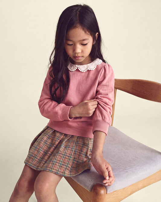 Carter's Girls Floral Collar French Terry Pullover Sweatshirt - Pink