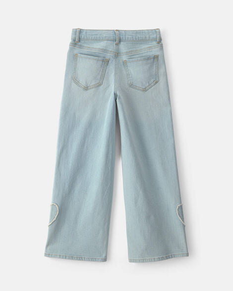 Oshkosh Girls Heart Denim Wide-Leg Jeans - Light Wash
