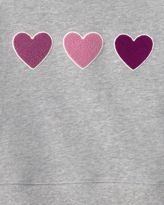 Carter's Girls Heart French Terry Long-Sleeve Pullover Sweatshirt - Grey