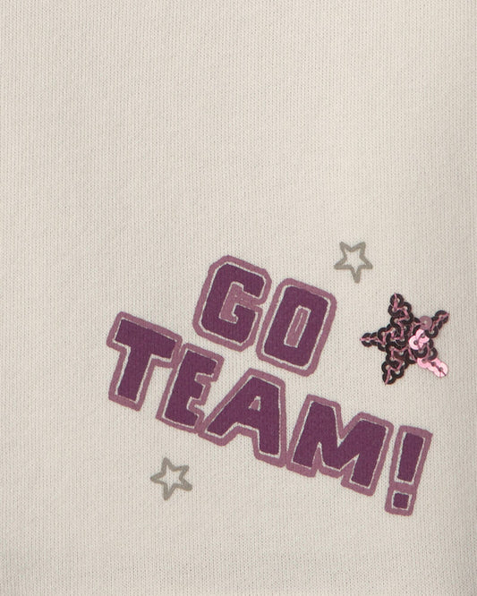 Carter's Girls 'Go Team!' French Terry Long-Sleeve Pullover Sweatshirt - Cream