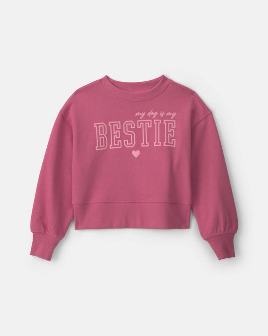 Carter's Girls 'Bestie' French Terry Long-Sleeve Pullover Sweatshirt - Pink