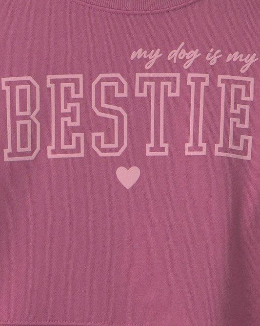 Carter's Girls 'Bestie' French Terry Long-Sleeve Pullover Sweatshirt - Pink