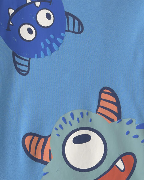 Carter's Boys 4-Piece Monster 100% Cotton Snug Fit Pajama Set - Blue