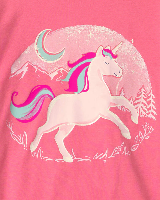 Carter's Girls 4-Piece Unicorn 100% Cotton Snug Fit Pyjama Set - Coral/Pink