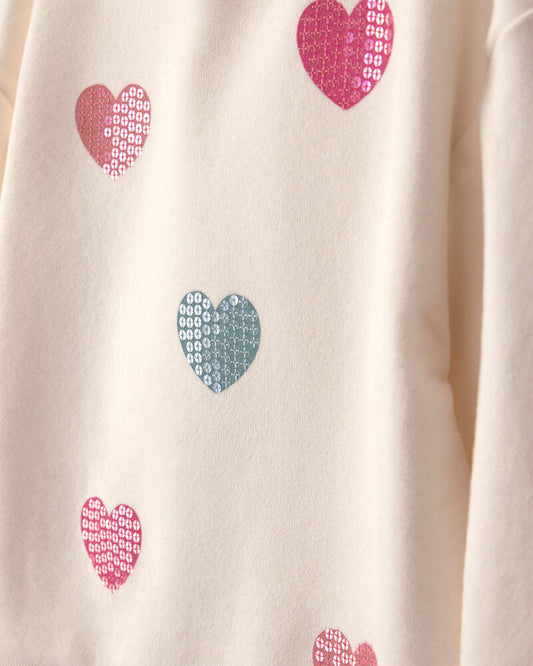 Carter's Toddler Girl Sequin Heart French Terry Pullover Sweatshirt - Cream
