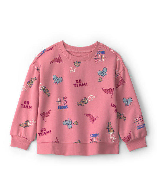 Crater's Toddler Girl School Spirit French Terry Pullover Sweatshirt with French Terry Wide-Leg Pants