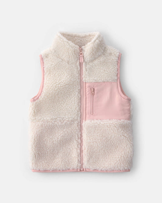 Carter's Toddler Girl Teddy Fleece Vest - Cream/Pink