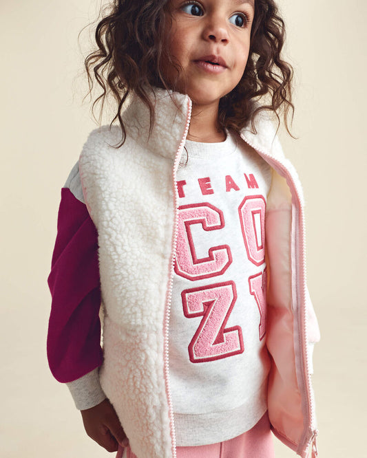 Carter's Toddler Girl Teddy Fleece Vest - Cream/Pink