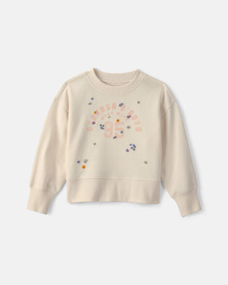 Oshkosh Toddler Girl 'OshKosh' French Terry Pullover Sweatshirt - Cream