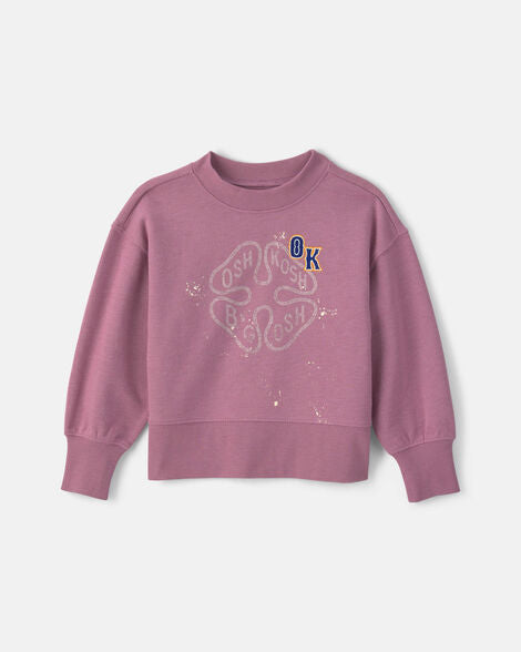 Oshkosh Toddler Girl 'OshKosh' French Terry Pullover Sweatshirt - Purple