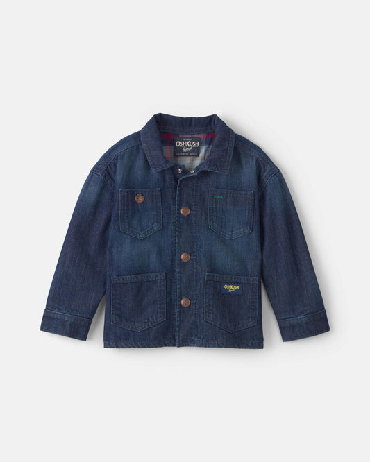 Oshkosh Toddler Boy Plaid Denim Jacket - Blue