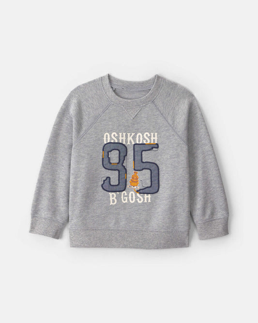 Oshkosh Toddler Boy 'OshKosh' French Terry Pullover Sweatshirt - Grey