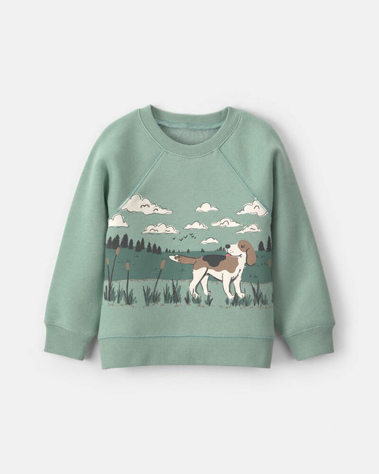 Carter's Toddler Boy Dog Fleece Pullover Sweatshirt - Green