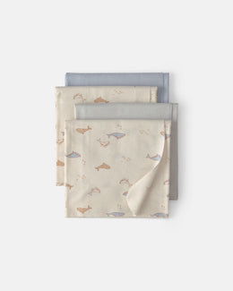 Carter's Baby 4-Pack Whale Receiving Blankets - Blue/Ivory