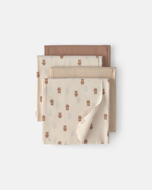 Carter's Baby 4-Pack Bear Receiving Blankets - Brown/Ivory