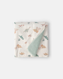 Carter's Baby Boy Dinosaur Plush Blanket - Green/Ivory
