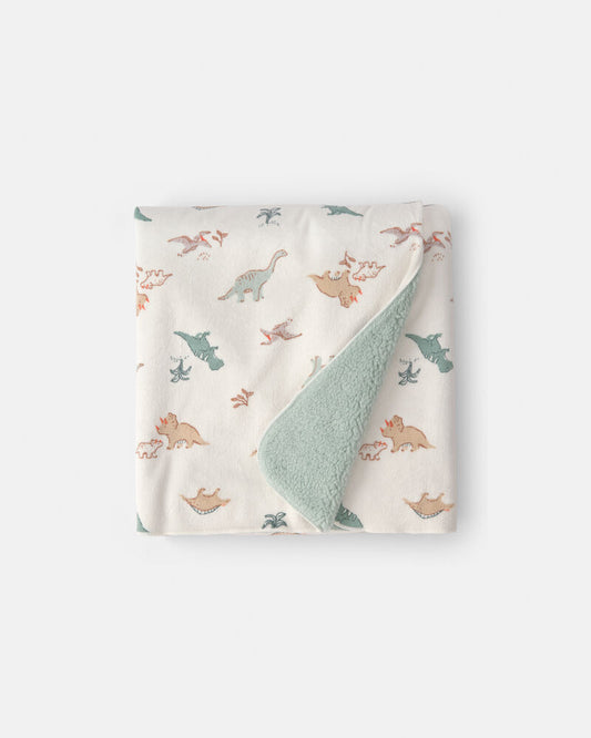 Carter's Baby Boy Dinosaur Plush Blanket - Green/Ivory