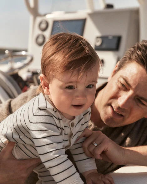 Carter's Baby Boy Striped Cotton Long-Sleeve Jumpsuit - White