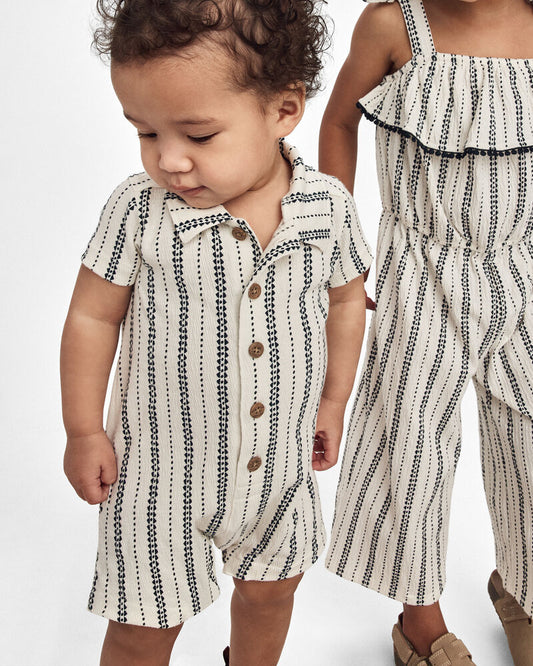 Carter's Baby Boy Striped Short-Sleeve Romper - Black/Ivory