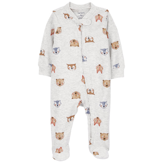 Carter's Forest Animal Print 2-Way Zip Cotton Sleep & Play