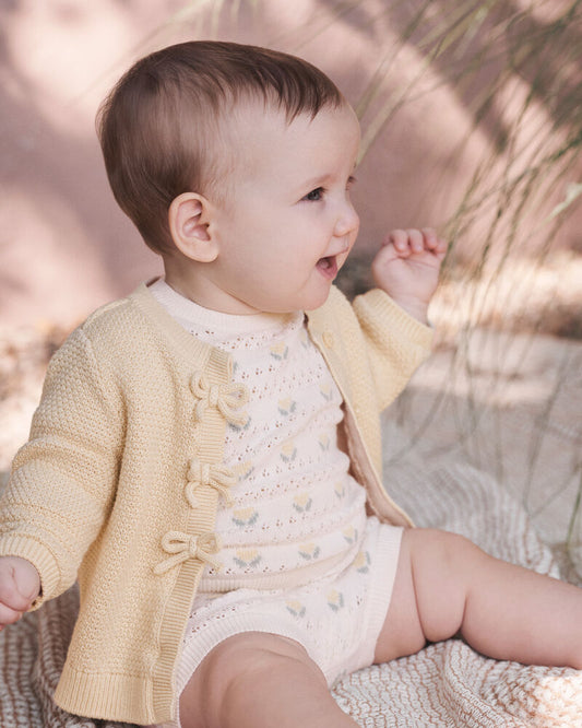 Baby Girl Organic Cotton Sweater Set in Yellow Floral