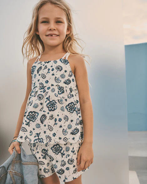 Oshkosh Toddler Girl 'OshKosh B'Gosh' Clover Embroidered Rib Top with Paisley Shorts