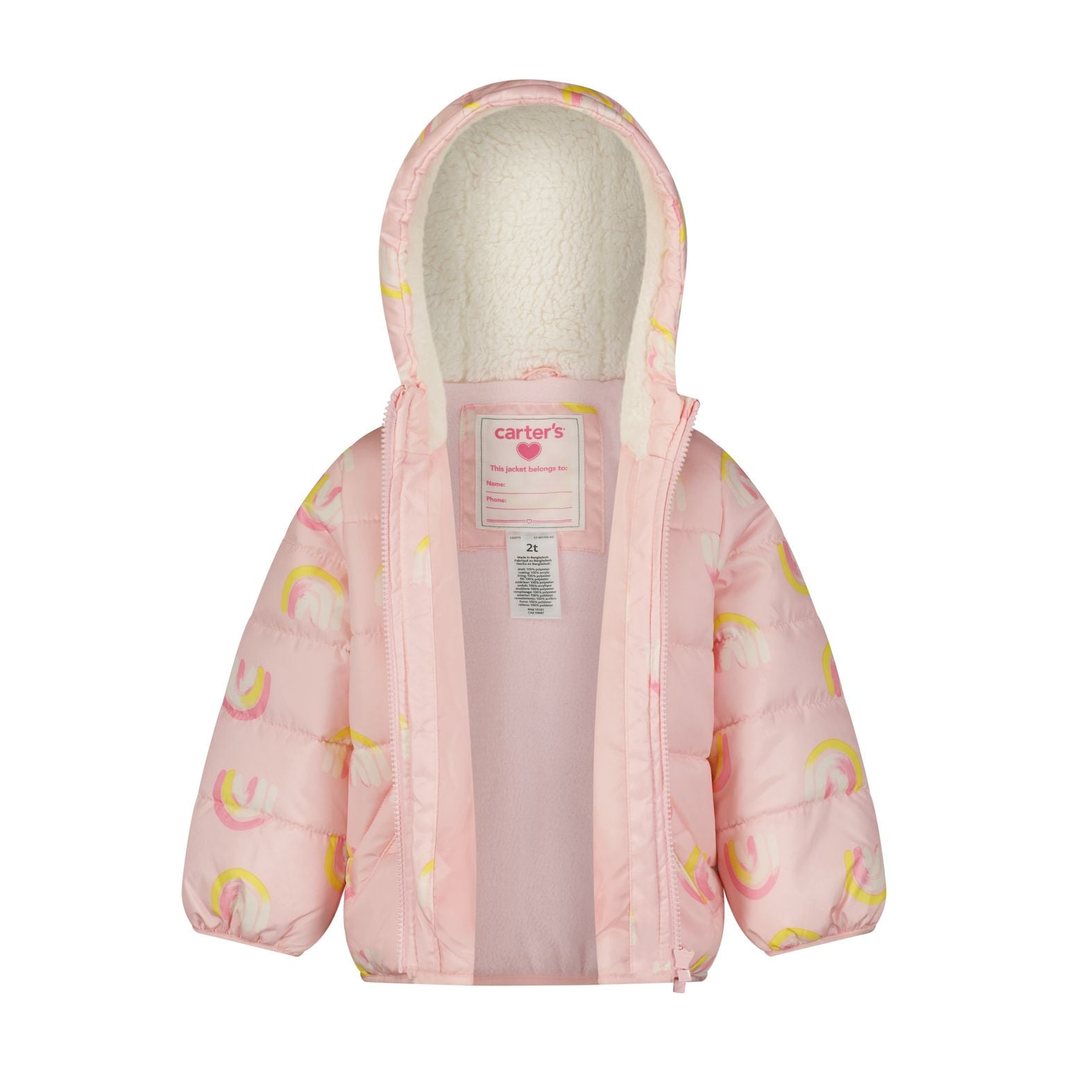 Carters Baby Girls Rainbow Puffer Jacket