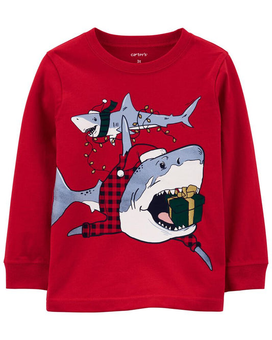 Carter's Christmas Shark Jersey Tee