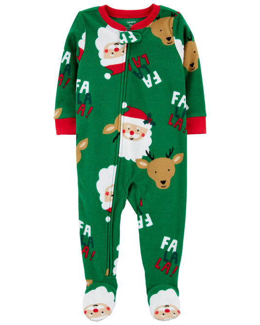 Carter's 1-Piece Santa Fleece Footie PJs