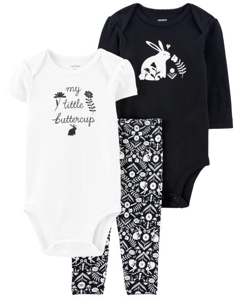 Baby 3-Piece Rabbit Print Pant Set