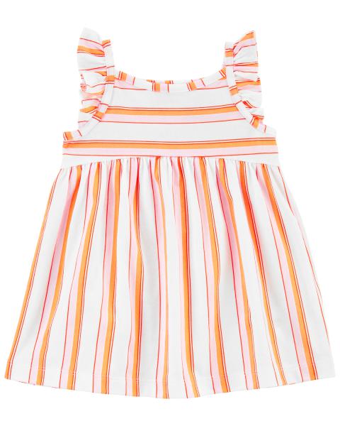 Carter's Baby 2-Piece Orange Striped Dress And Diaper Cover Set