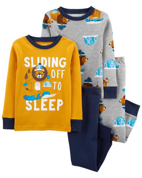 Carter's Toddler 4-Piece Snowboard Lion 100% Snug Fit Cotton PJs