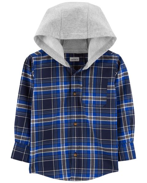 Carter's Toddler Boy's Plaid Button-Front Hooded Shirt