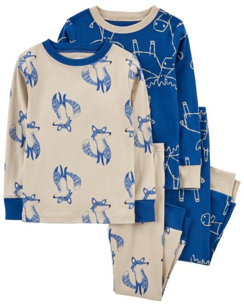 Carter's Toddler 4-Piece Moose 100% Snug Fit Cotton PJs