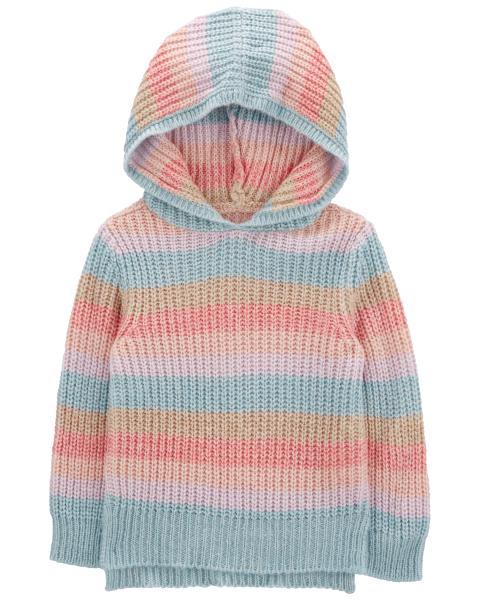 Oshkosh Hooded Multi-Stripe Chunky Knit Sweater