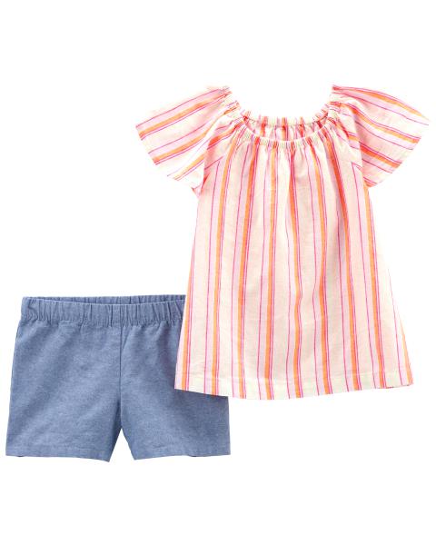 Carter's Toddler 2-Piece Striped Top & Chambray Short Set