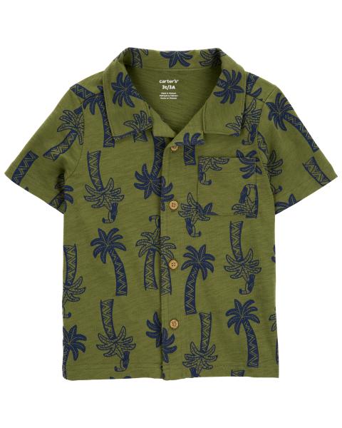 Carter's Toddler Green Tropical Button Down Shirt