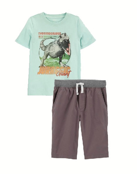Carter's Kid Dinosaur Jersey Tee with Pull-On Dock Shorts