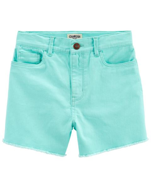 Oshkosh Kid Iconic High-Rise Midi Denim Shorts: Neon Twill Remix