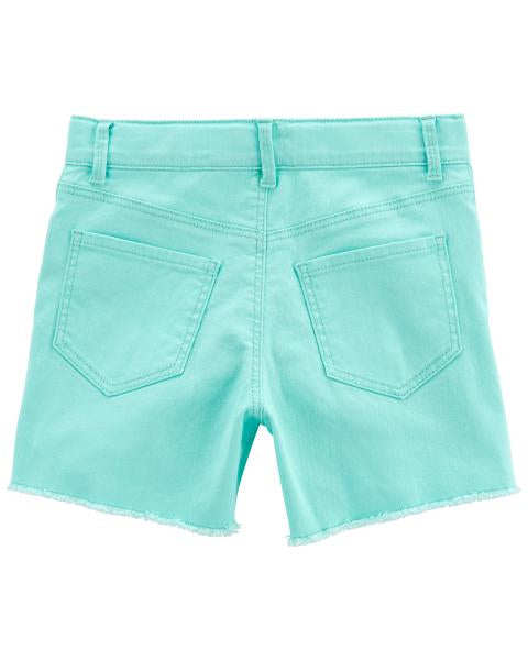 Oshkosh Kid Iconic High-Rise Midi Denim Shorts: Neon Twill Remix